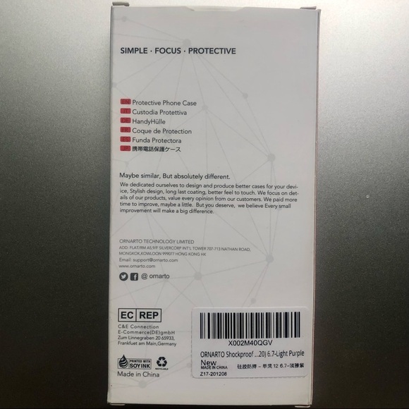 Ornarto Shockproof Protective Phone Case for 6.7" iPhone 12 Pro Max - Purple NWT - Picture 7 of 7